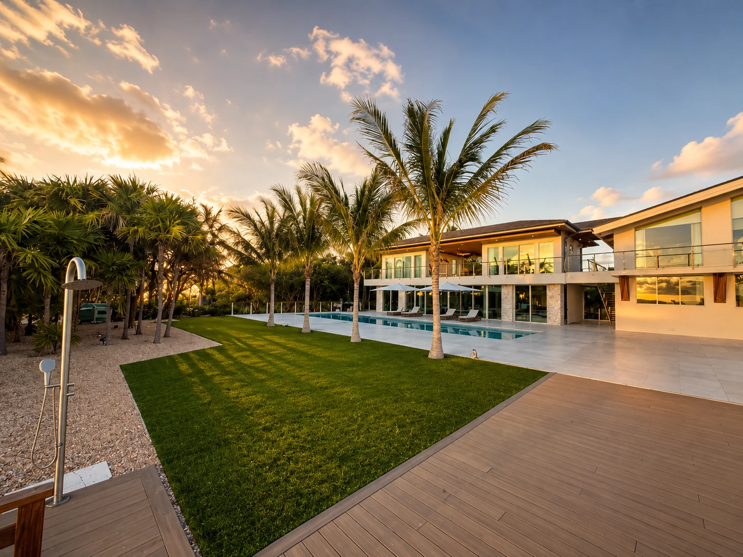 Garden and pool with the house behind