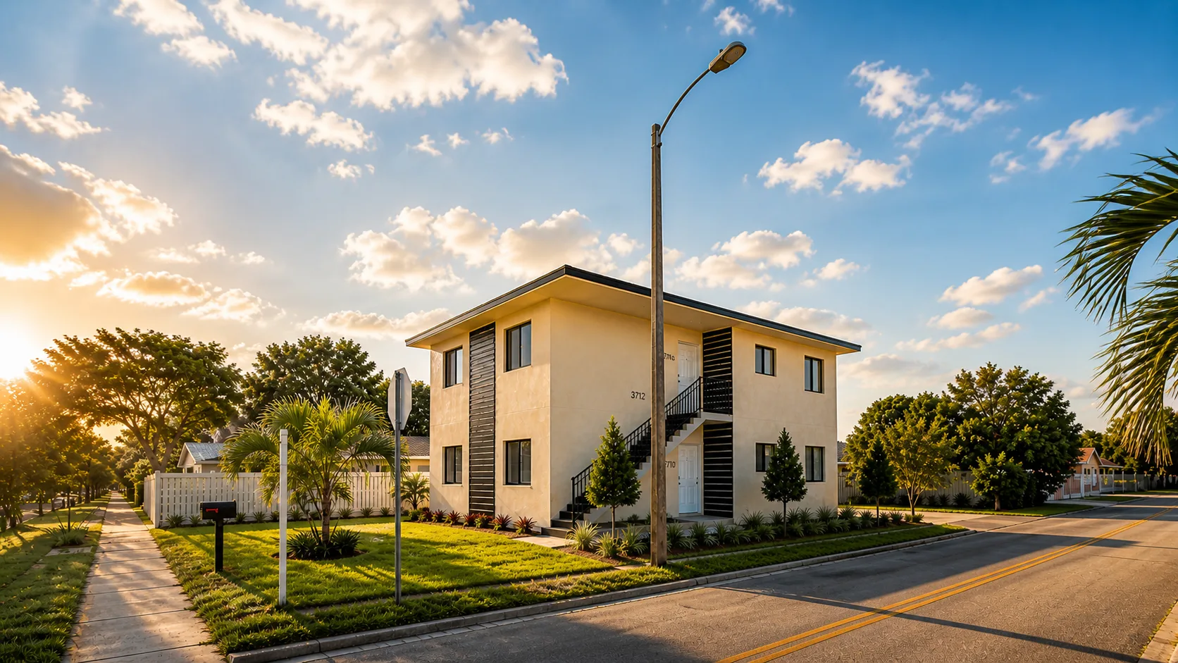 Residential Duplex 3710 at sunset